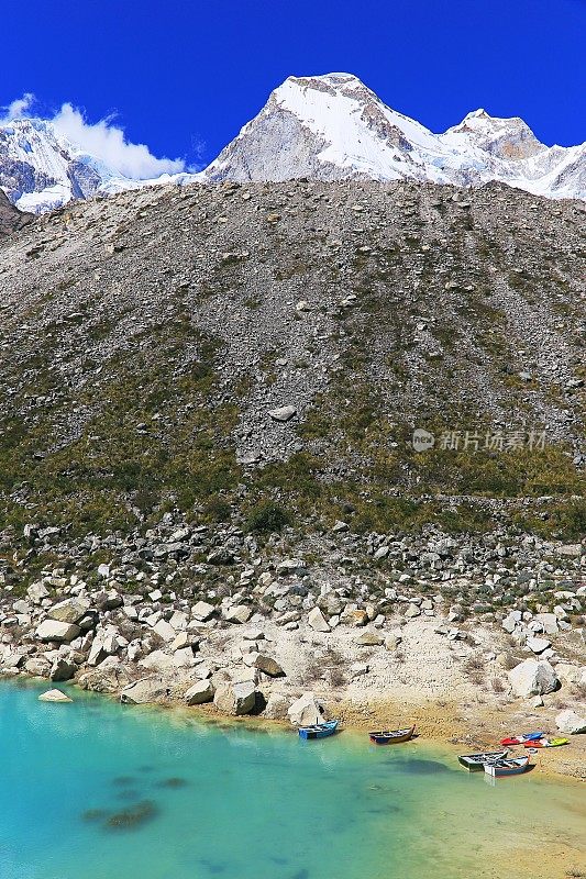 布兰卡Cordillera的Paron lake，秘鲁安第斯山脉的秘鲁人- Ancash